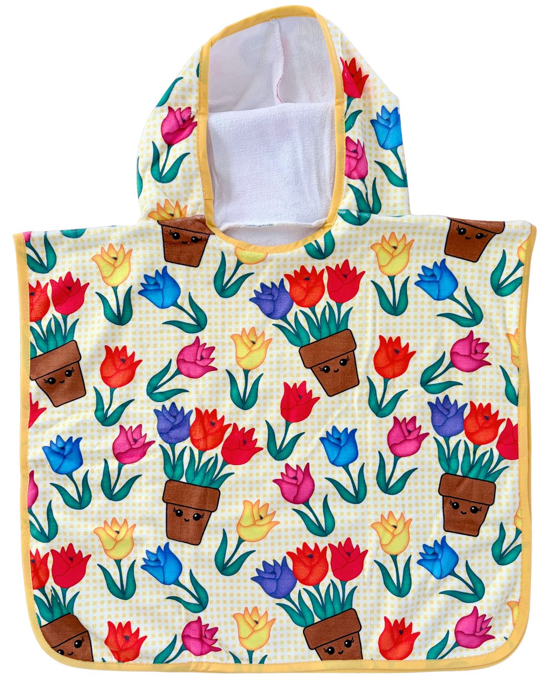 Serviette poncho à capuchon pour bébé (0-18 mois) : Tulipes dans le jardin