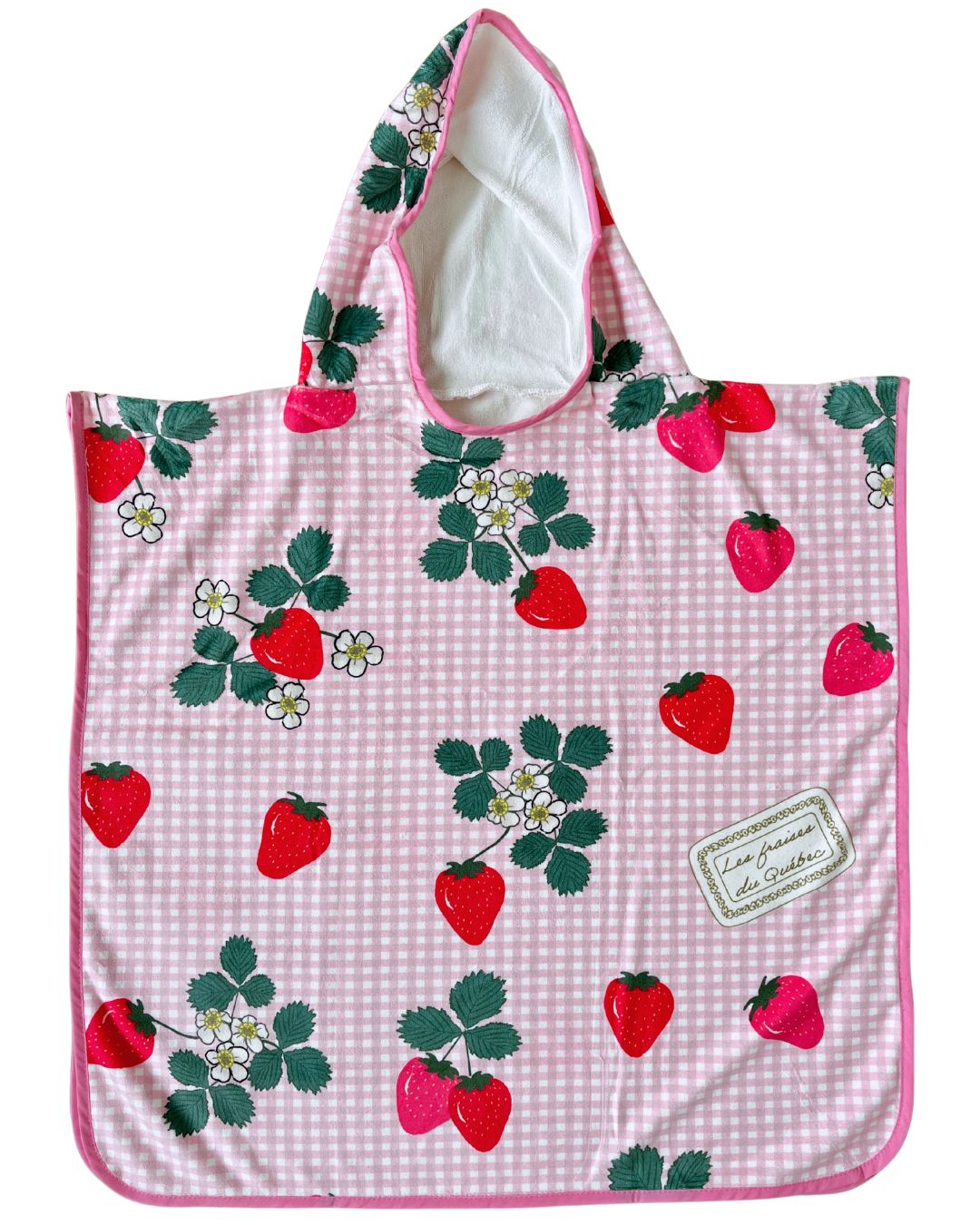 Hooded poncho towel for children (18 months to 5 years) : Quebec strawberries