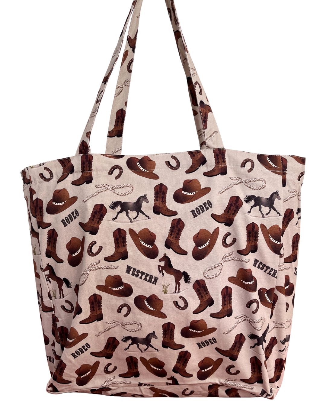 Sac réutilisable illustré : Western cowboy beige