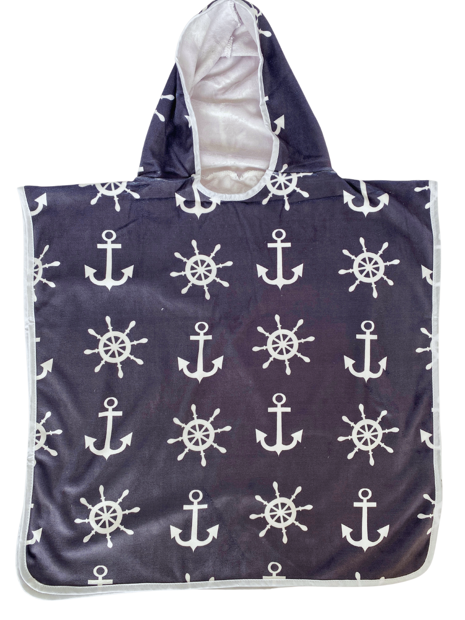 Serviette poncho à capuchon pour enfant (18 mois à 5 ans) : Ancres de bateau