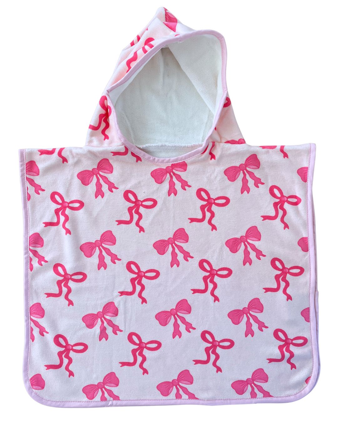 Serviette poncho à capuchon pour bébé (0-18 mois) : Boucles (fond rose)