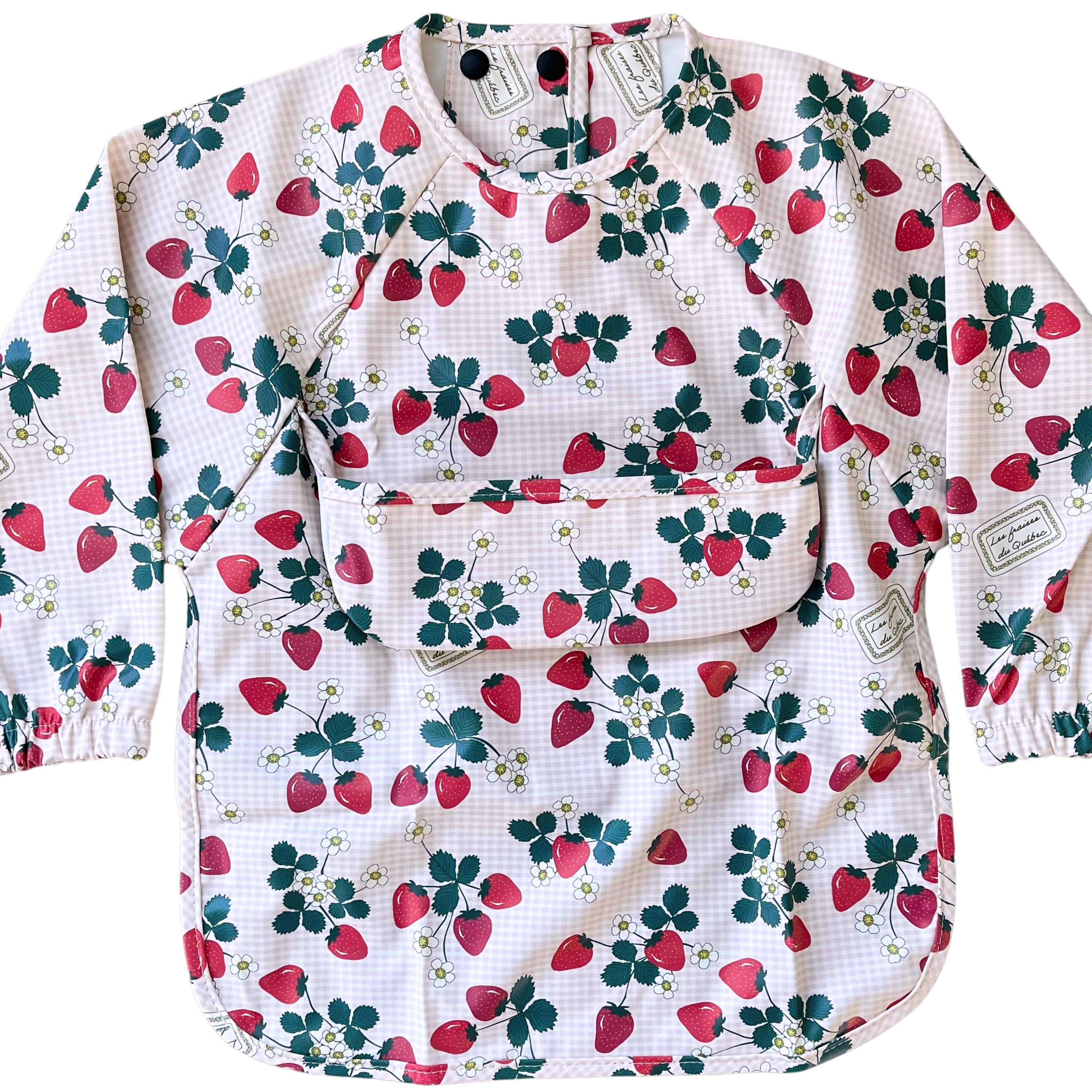 Bavette imperméable à manches longues avec poche : Les fraises du Québec