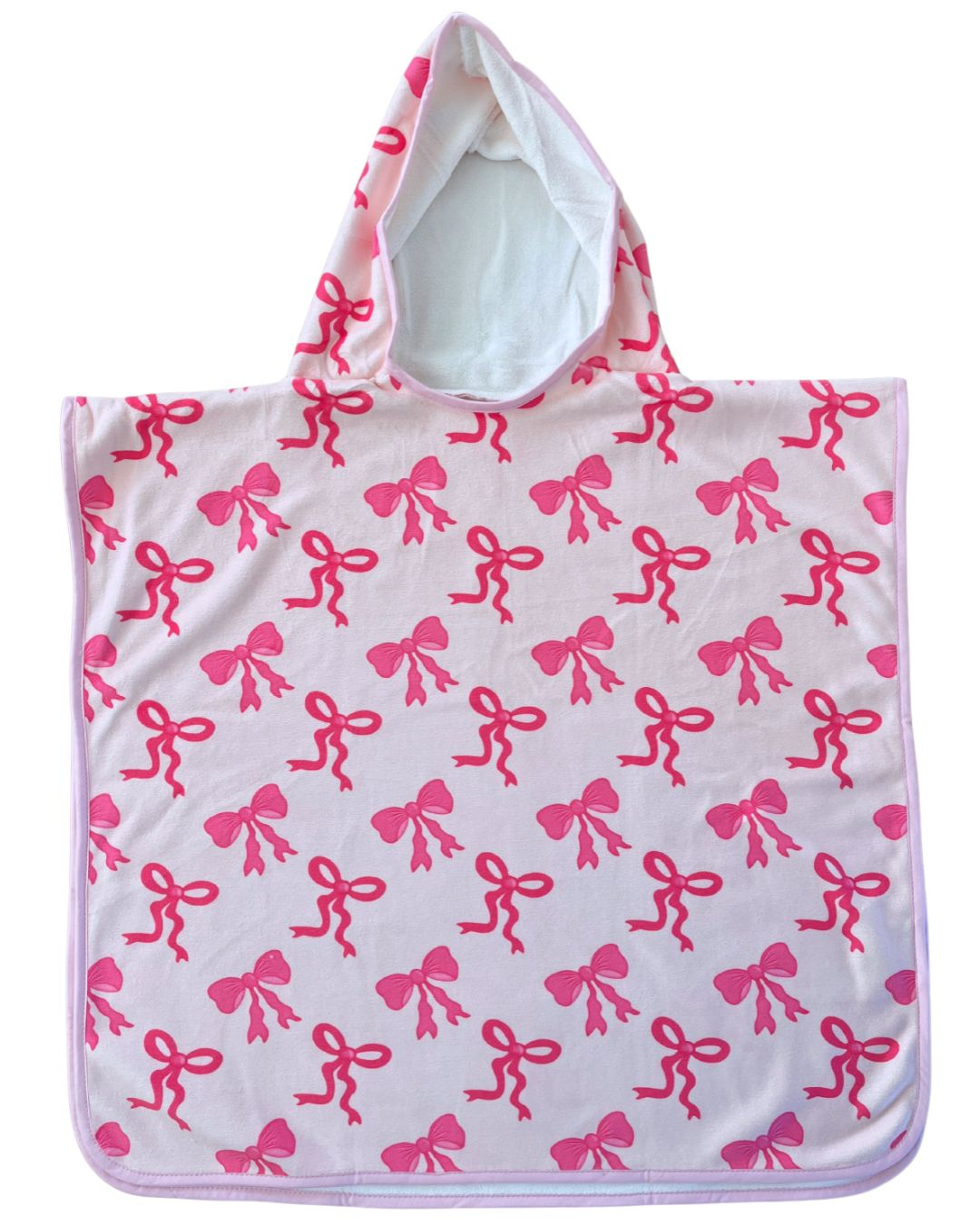 Children's Hooded Poncho Towel (18 months to 5 years): Curls (pink background)