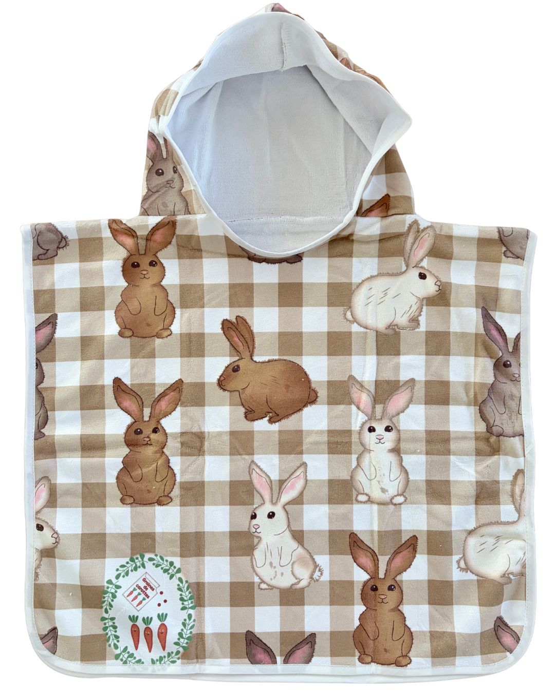 Serviette poncho à capuchon pour bébé (0-18 mois) : Lapins doux collection monde merveilleux