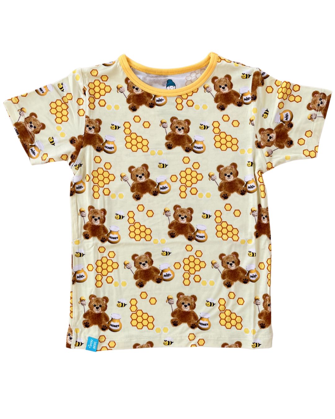 T-shirt bébé et enfant ultra doux en bambou : Oursons charmants et leurs petits pots de miel