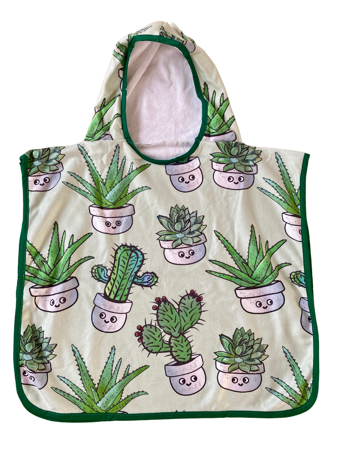 Serviette à capuchon pour bébé (0-18 mois) : Cactus doux et plantes succulentes vert sauge