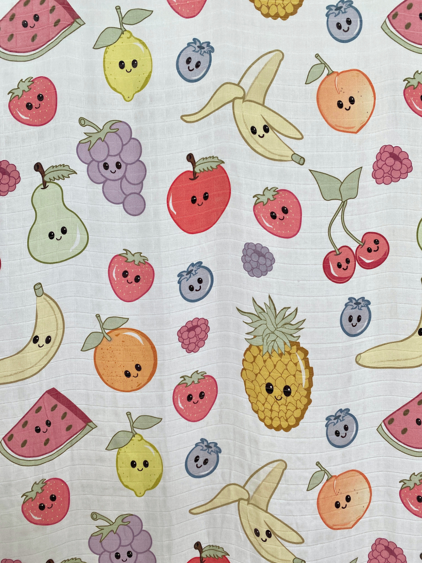 Muslin swaddle: Cute Fruits (White background)