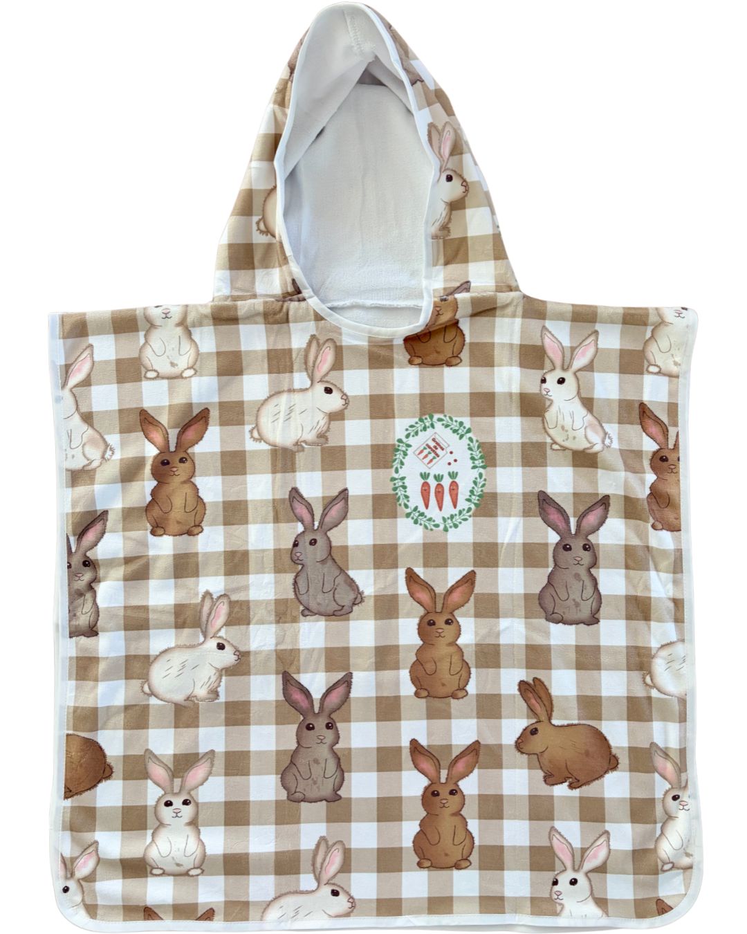 Serviette poncho à capuchon pour enfant (18 mois à 5 ans) : Lapins doux collection monde merveilleux
