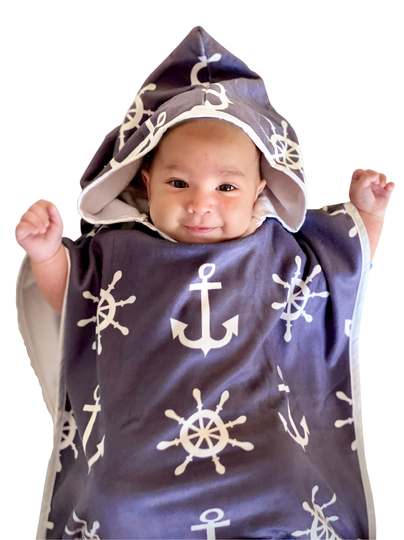 Serviette à capuchon pour bébé (0-18 mois) : Ancres de bateau