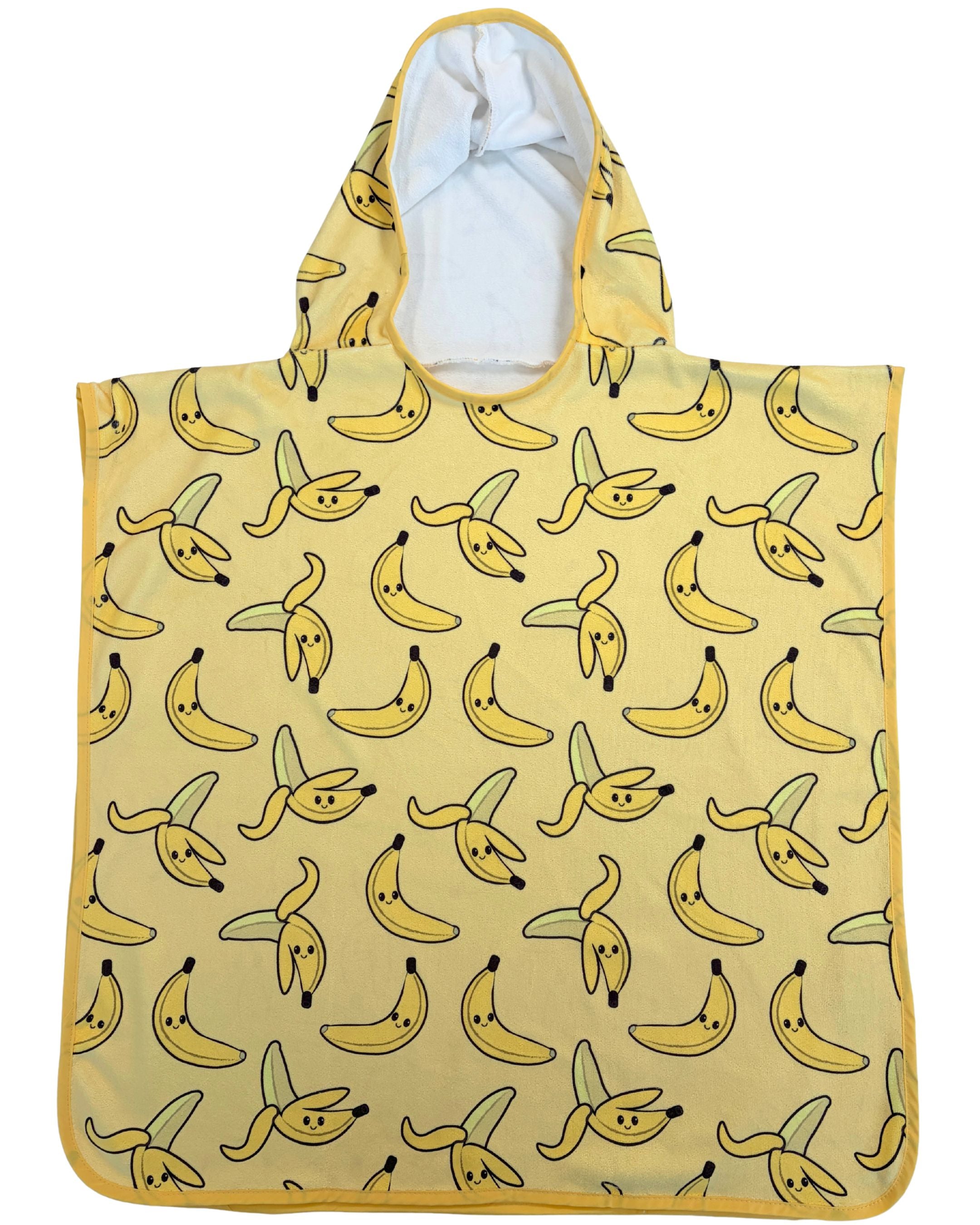 Hooded poncho towel for child (18 months to 5 years): Friendly Bananas