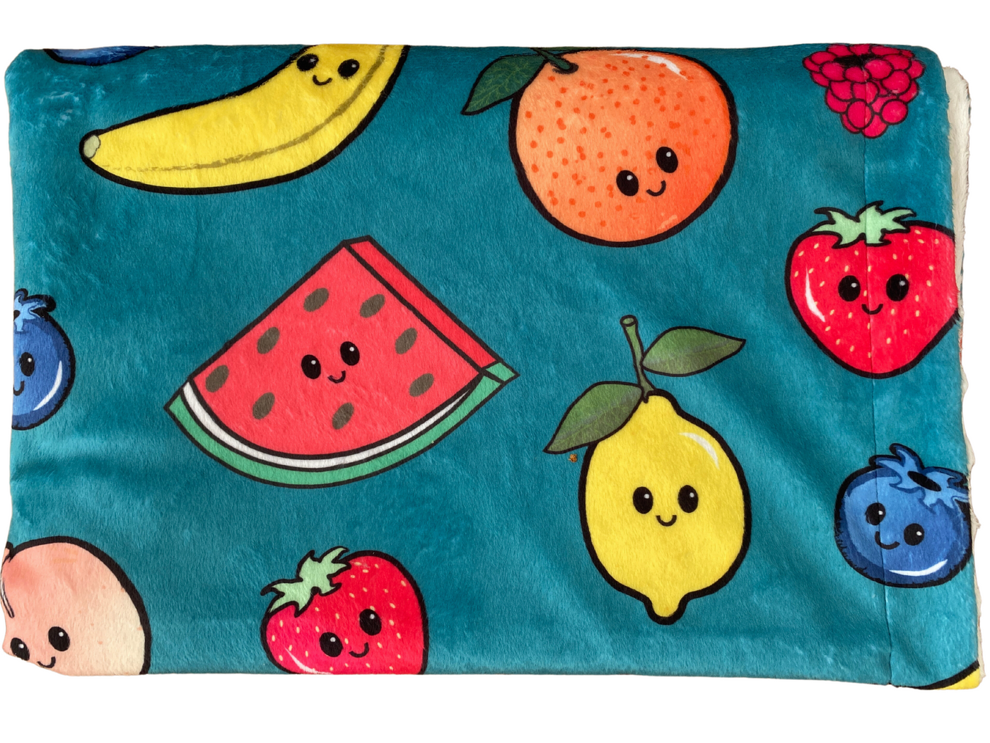 Baby blanket: Cute Fruits (Teal background)