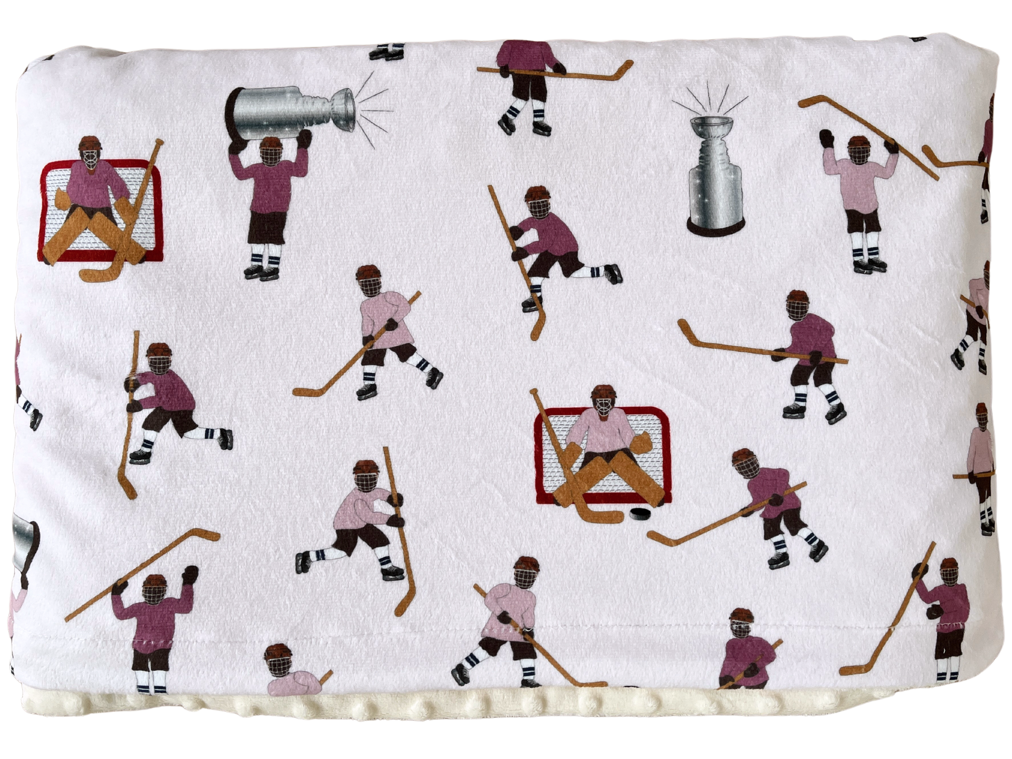 Couverture de bébé : Joueurs de hockey (rose vs mauve)