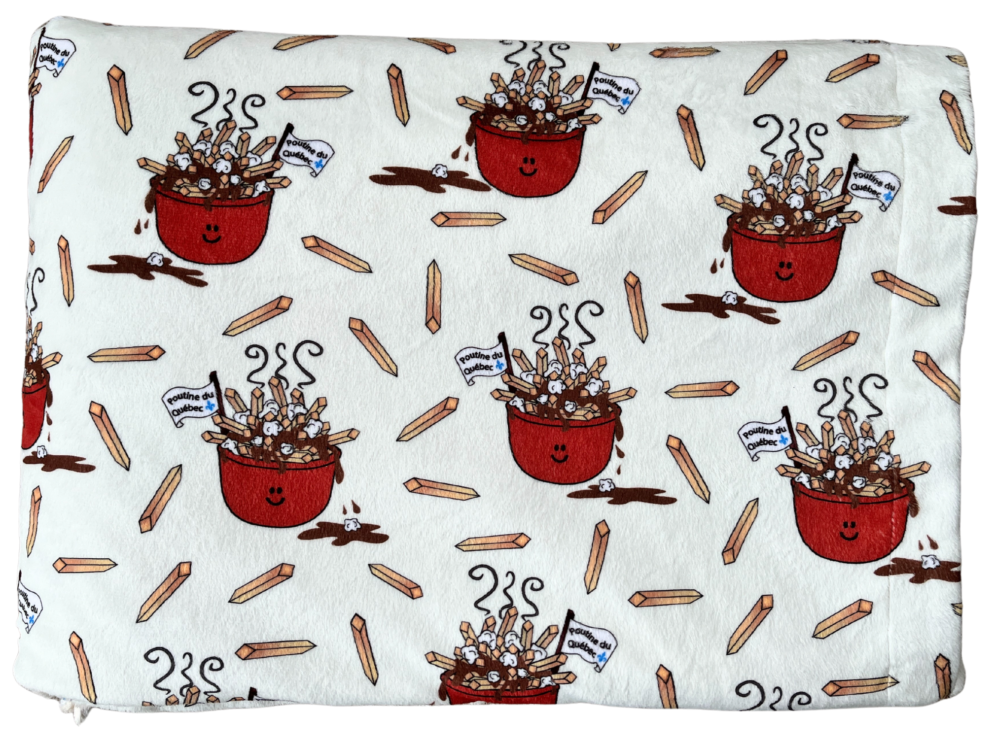 Baby blanket: Quebec Poutines (cream background)