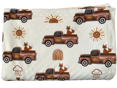Baby Blanket: Vintage Trucks and Foxes
