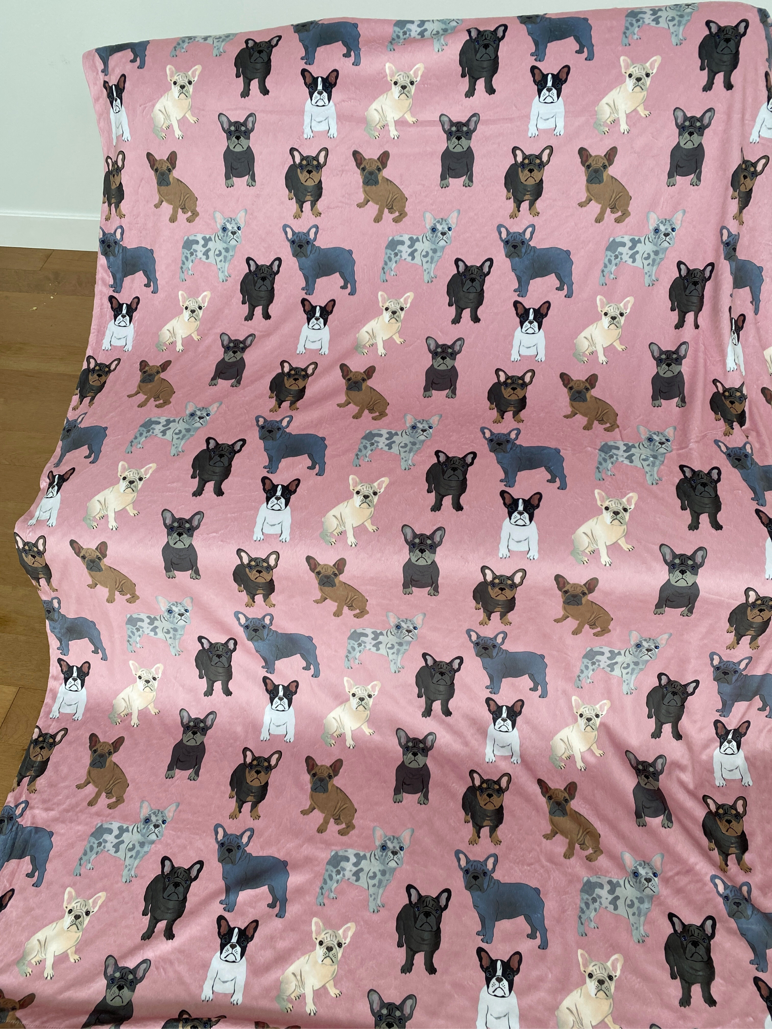 Giant Blanket: French Bulldog Party (Pink)