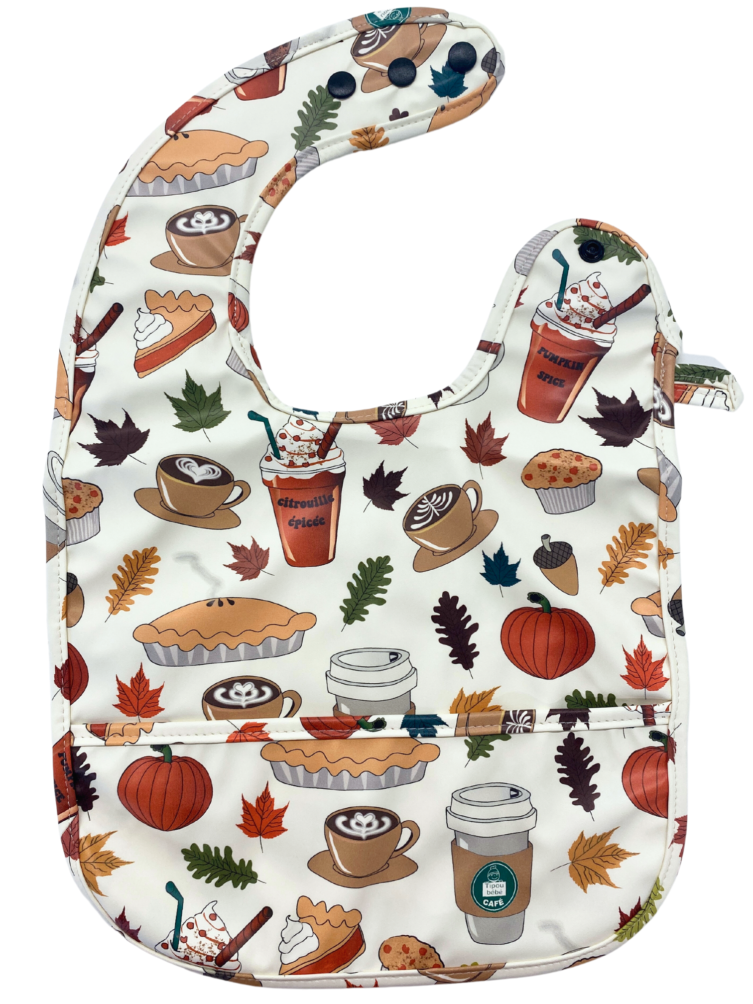 Bavette imperméable avec poche : Citrouille épicée