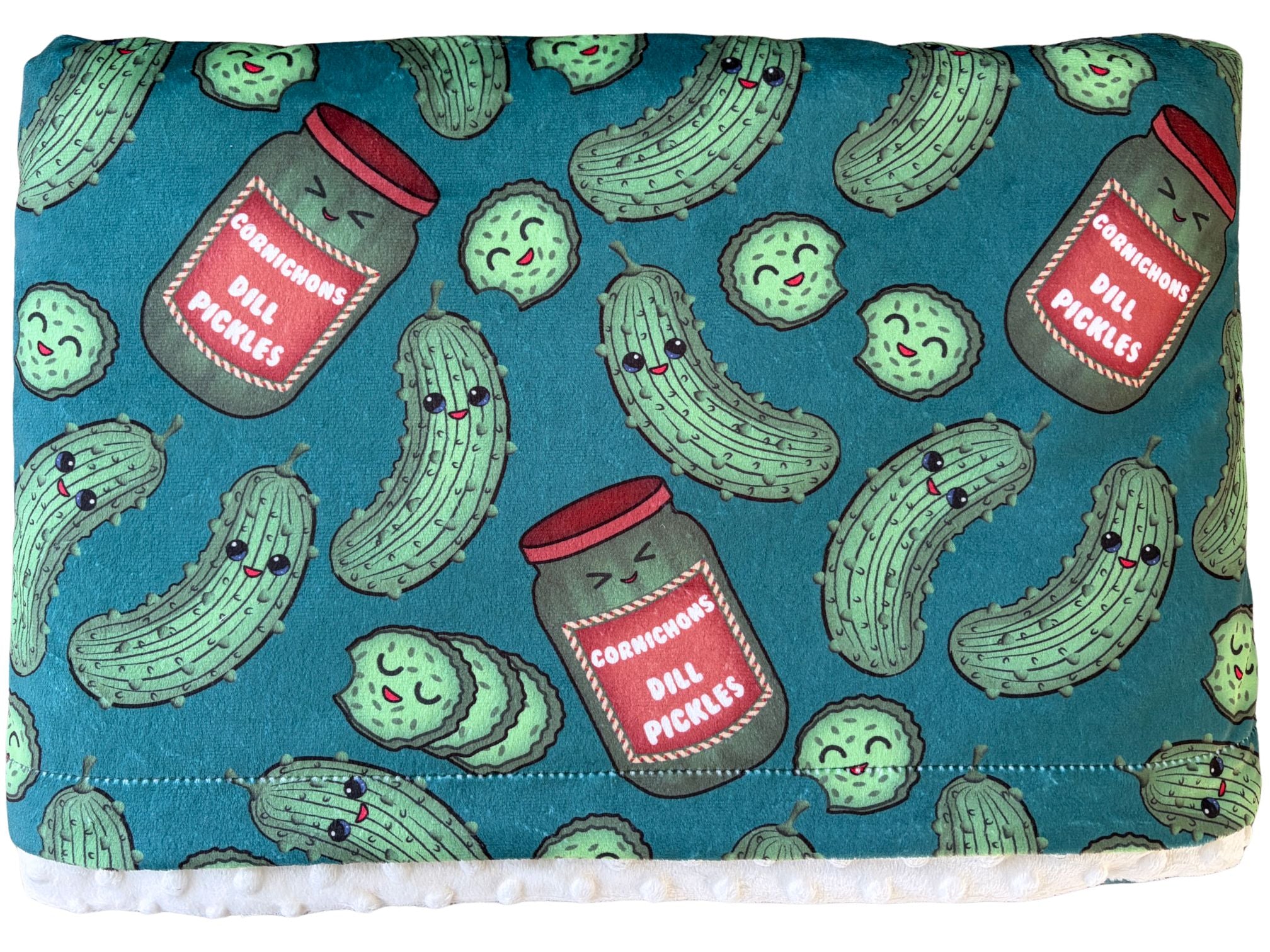 Couverture de bébé : Invasion des cornichons pickles (fond sarcelle)