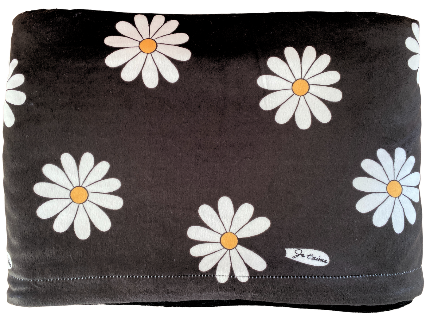Giant Blanket: Daisies BOHO (Black Background)