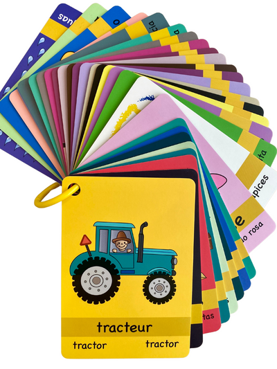 Series Yellow: Learning Cards in 3 languages (English, French, Spanish)