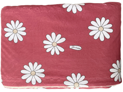 Baby Blanket: Daisies BOHO (Raspberry Background)
