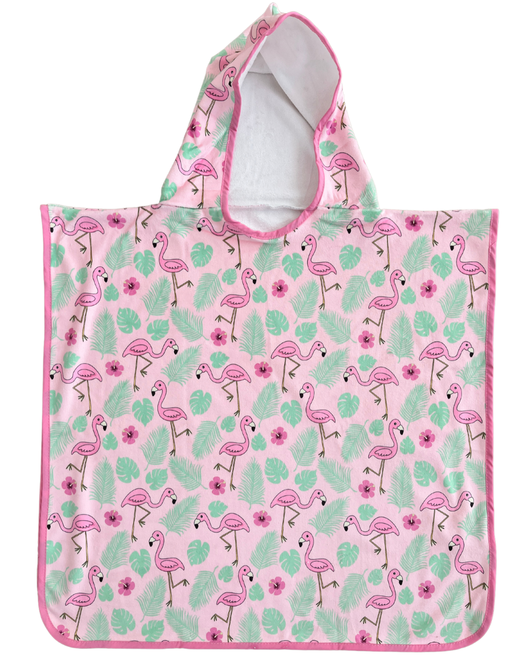 Serviette poncho à capuchon pour enfant (18 mois à 5 ans) : Party de flamants roses