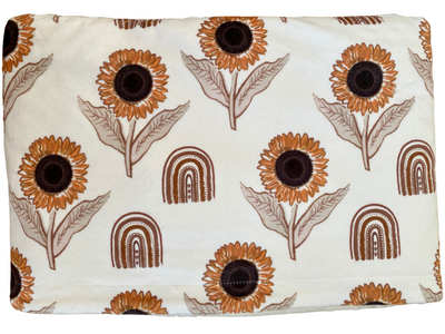 Giant Blanket: Sunflowers BOHO (Cream Background)