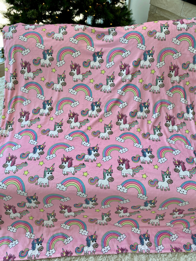 Medium Blanket: The Magical Unicorns (Pink Background)