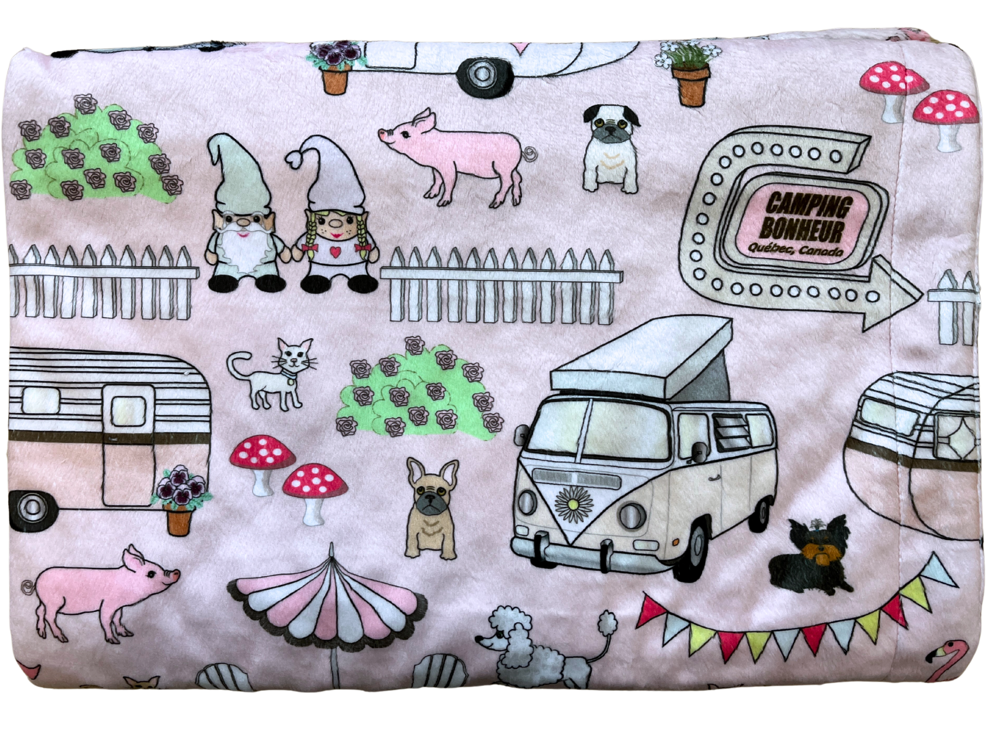 Couverture de bébé : Camping bonheur rose