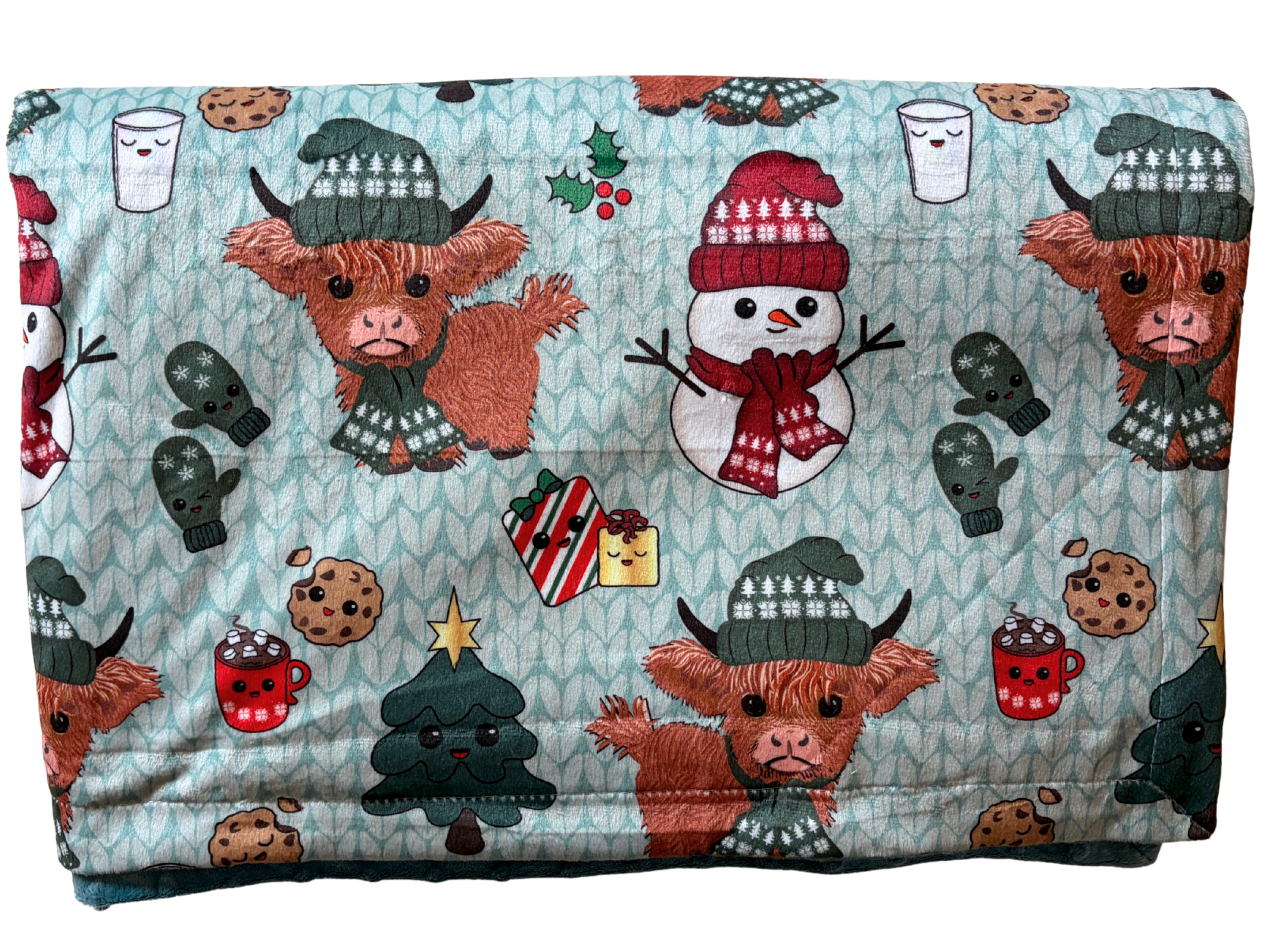 Couverture de bébé : La vache highland et son ami bonhomme de neige