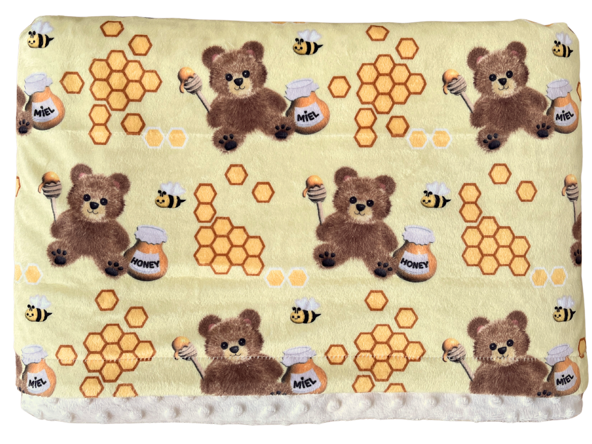 Baby blanket: Charming little bears and their honey pots