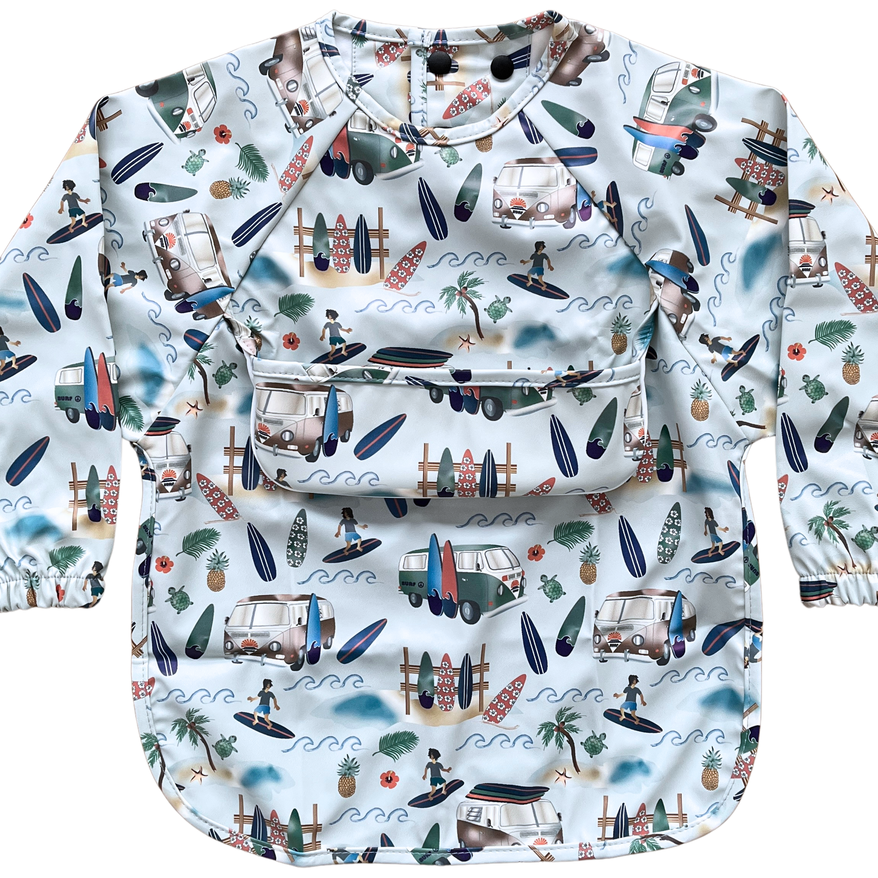 Bavette imperméable à manches longues avec poche : Journée de surf en westfalia