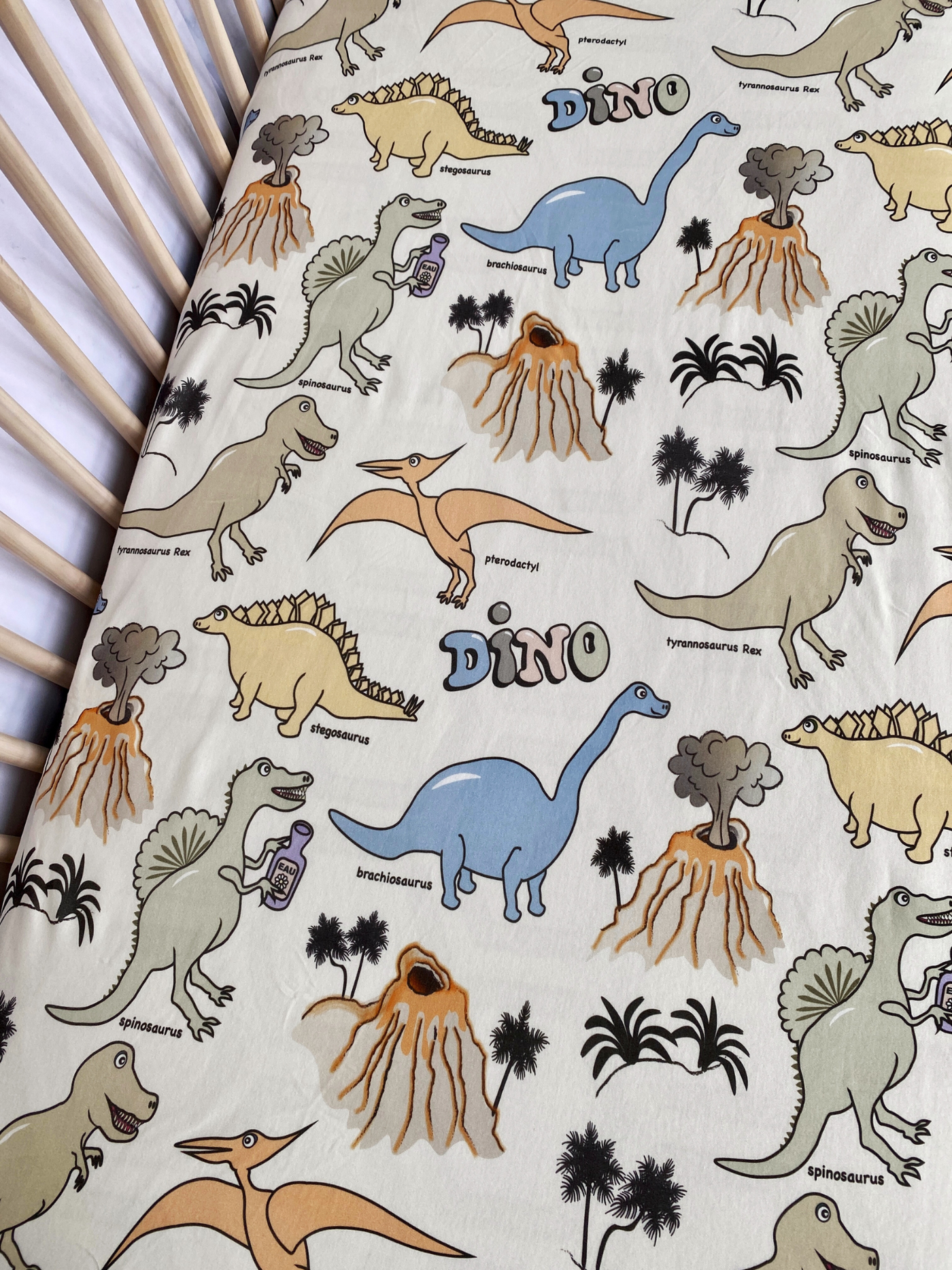 Fitted cotton sheet for bassinet : Dino Valley