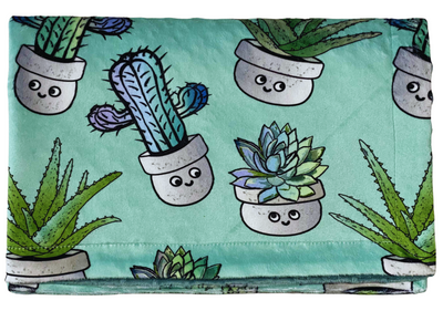 Couverture de bébé : Cactus doux et plantes succulentes turquoise