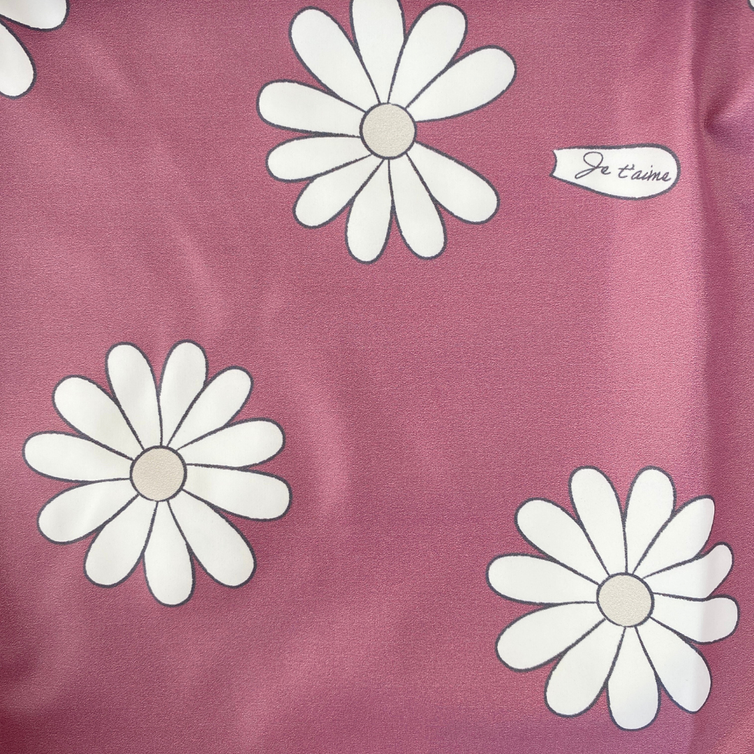 Waterproof Bib Apron with Long Sleeves and pocket: Daisies BOHO (Raspberry background)