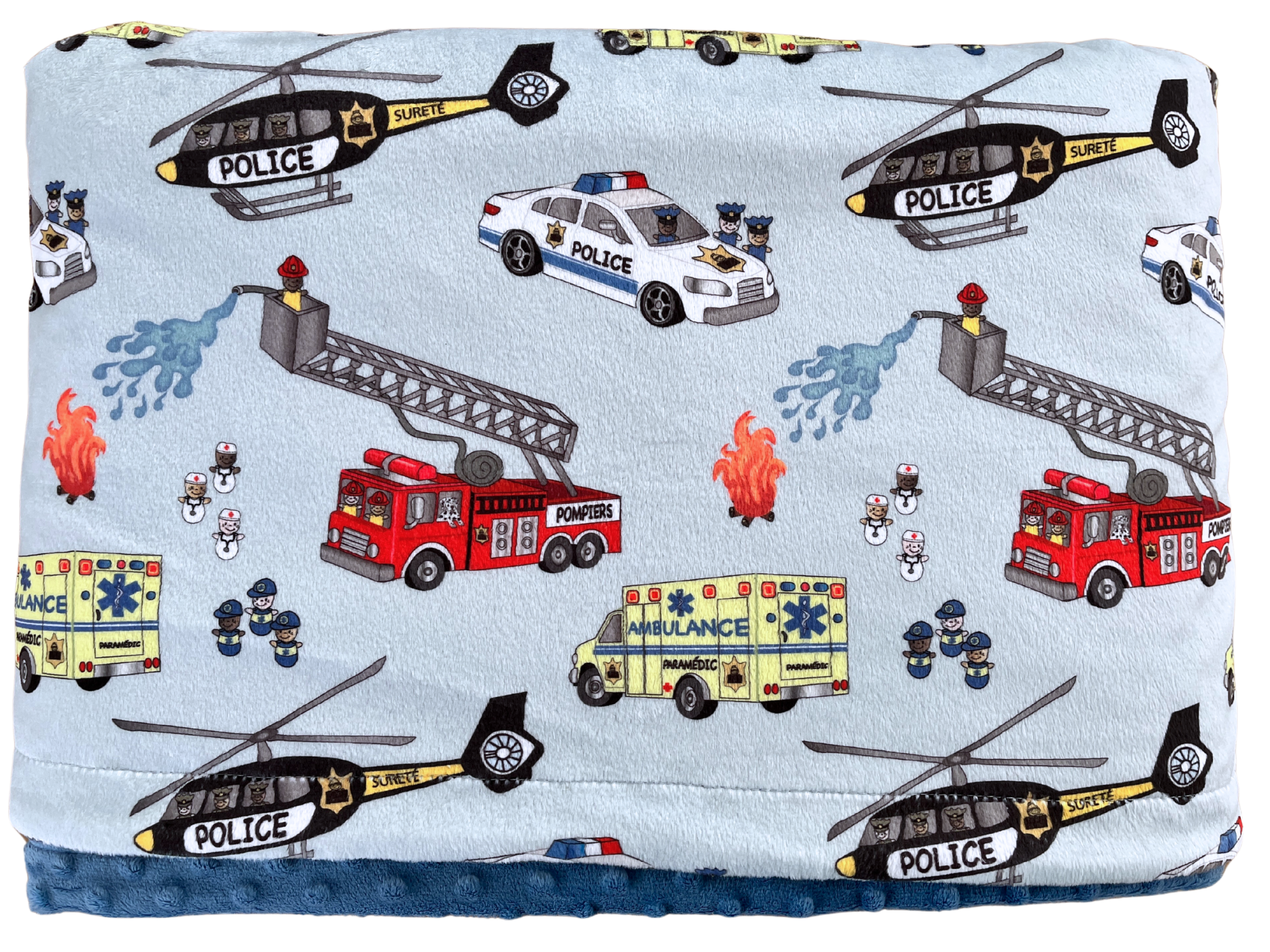 Couverture de bébé : Les Héros (polices, ambulances, camions de pompier, hélicoptères)