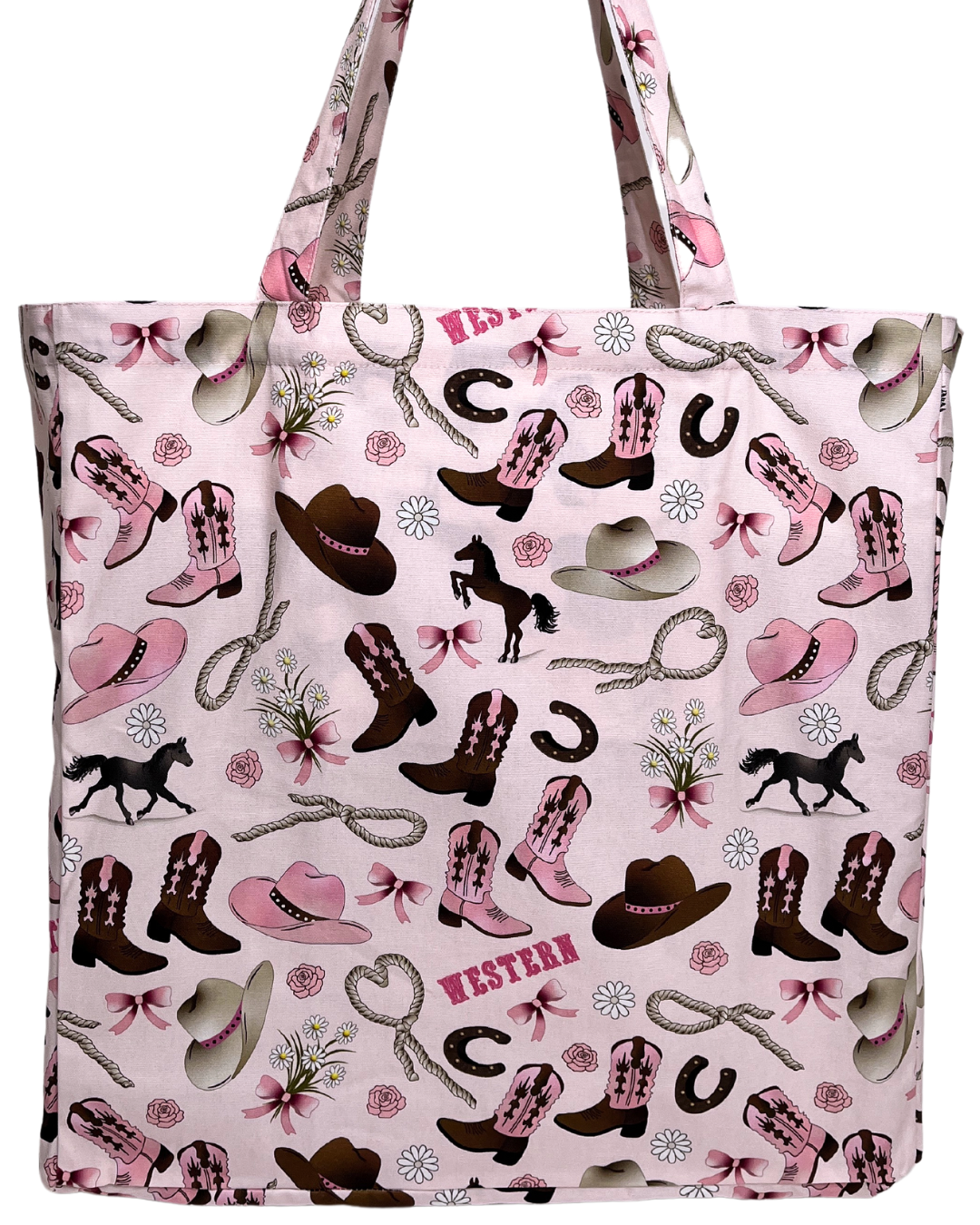 Sac réutilisable illustré : Western cowboy rose