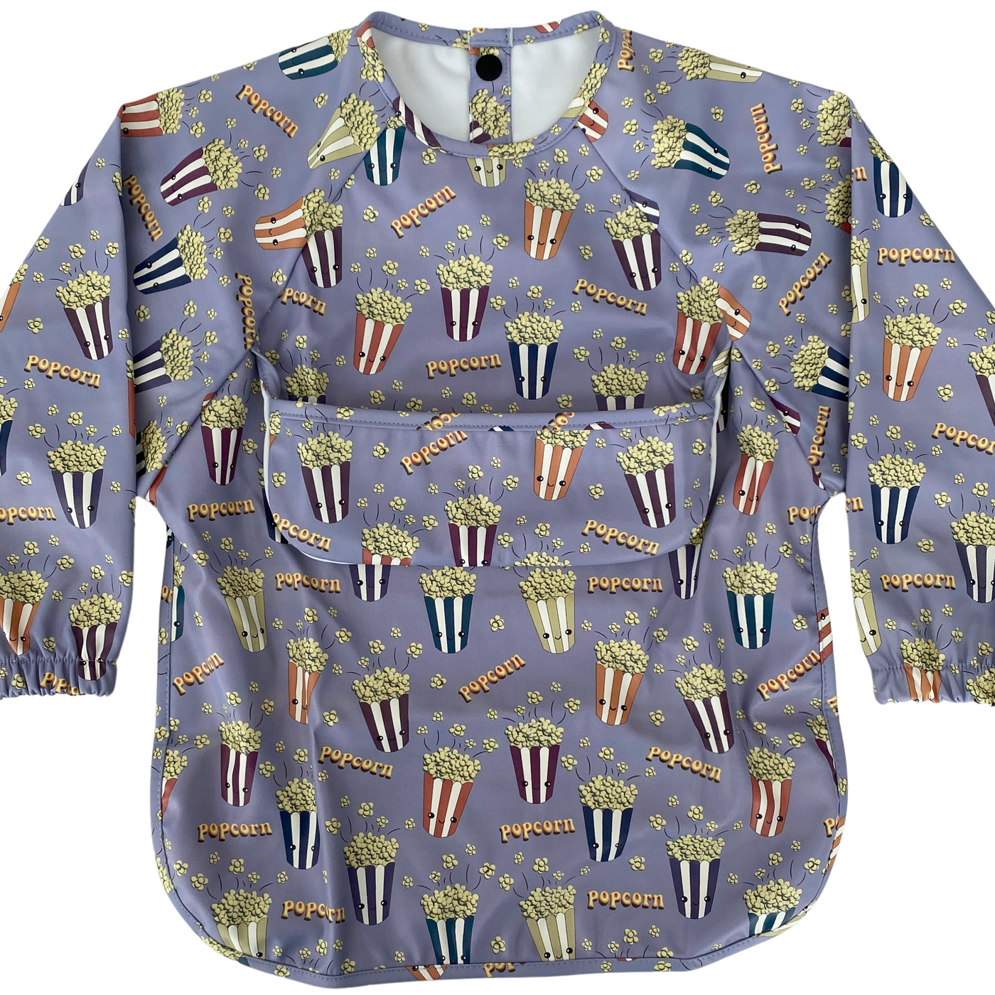 Long-sleeve waterproof bib with pocket: Popcorns – Tipou bébé