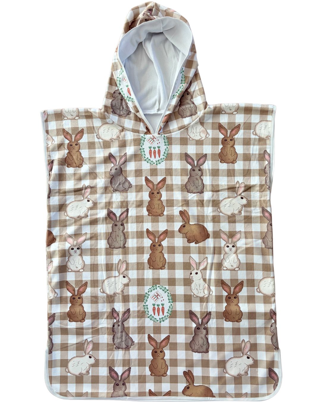 Serviette poncho à capuchon pour adulte et enfant : Lapins doux collection monde merveilleux