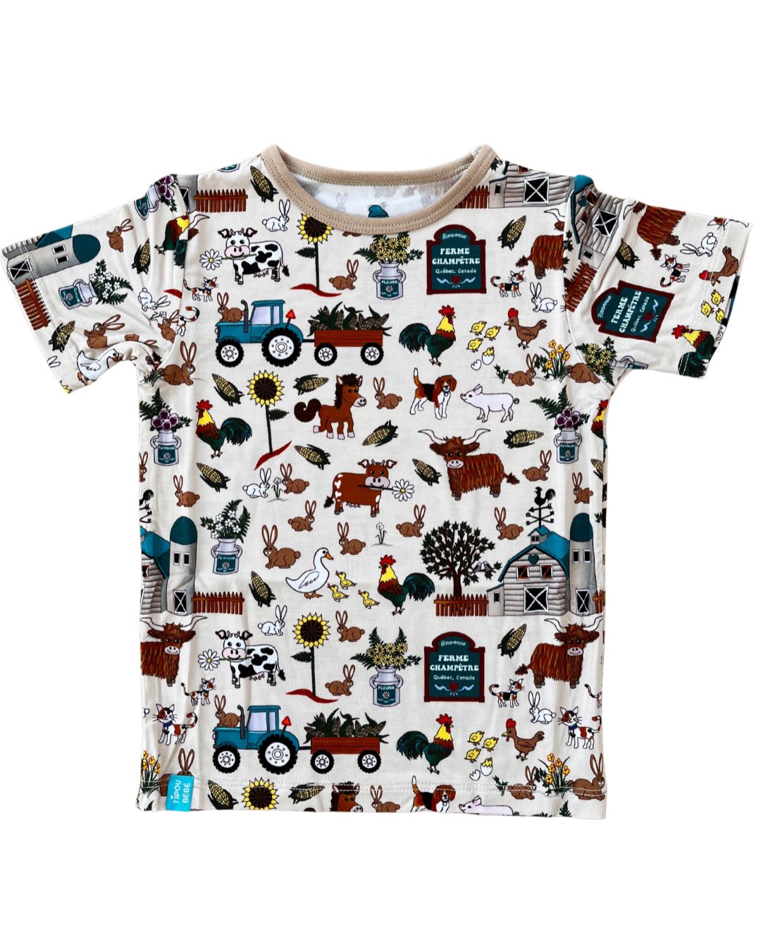 T-shirt baby and child ultra soft bamboo: Rustic teal farm