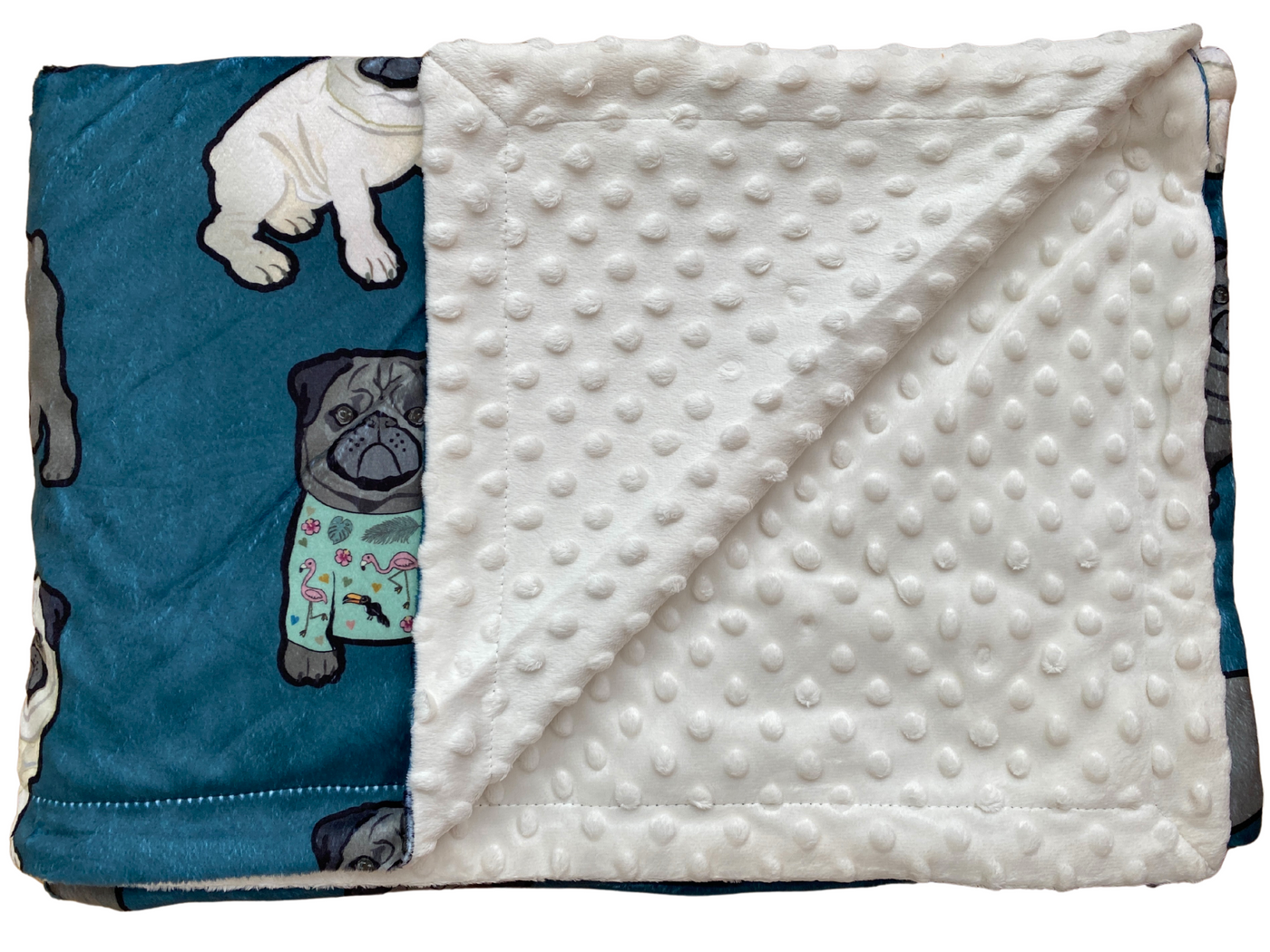 Giant Blanket: Lovely Pugs (Teal)
