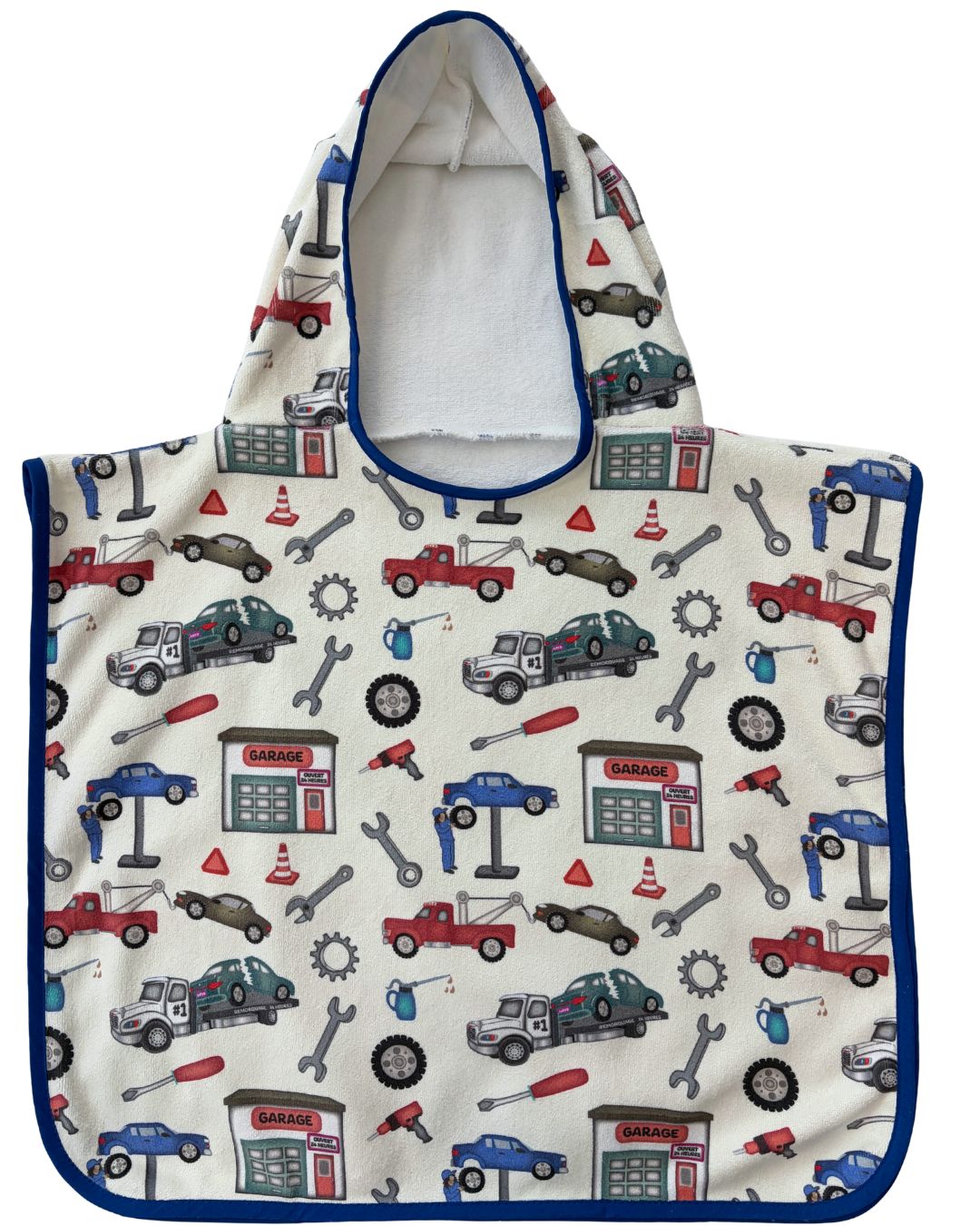 Serviette poncho à capuchon pour bébé (0-18 mois) : Mécaniciens et autos cassées