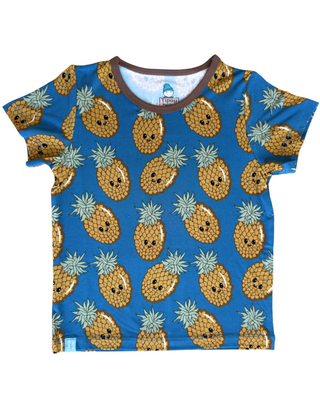 T-shirt bébé et enfant ultra doux en bambou (coupe relaxe) : Ananas en folie