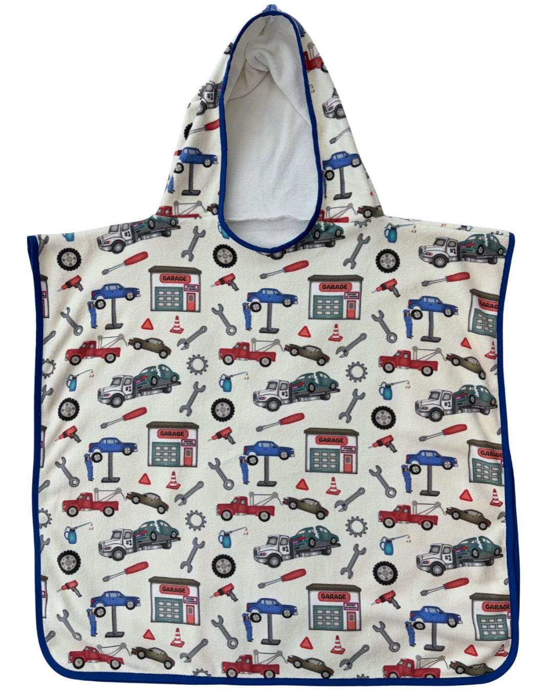Serviette poncho à capuchon pour enfant (18 mois à 5 ans) : Mécaniciens et autos cassées