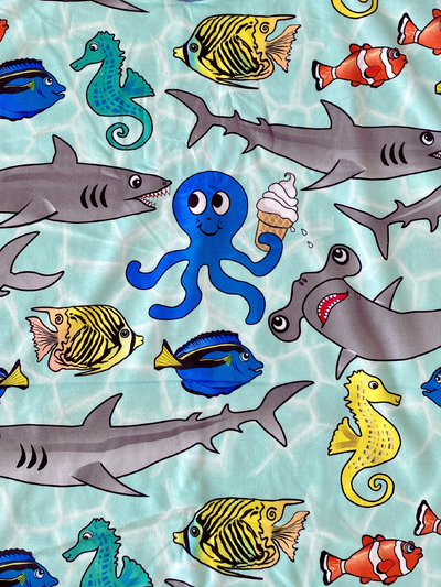 Adult Towel: Kind Sharks' Birthday