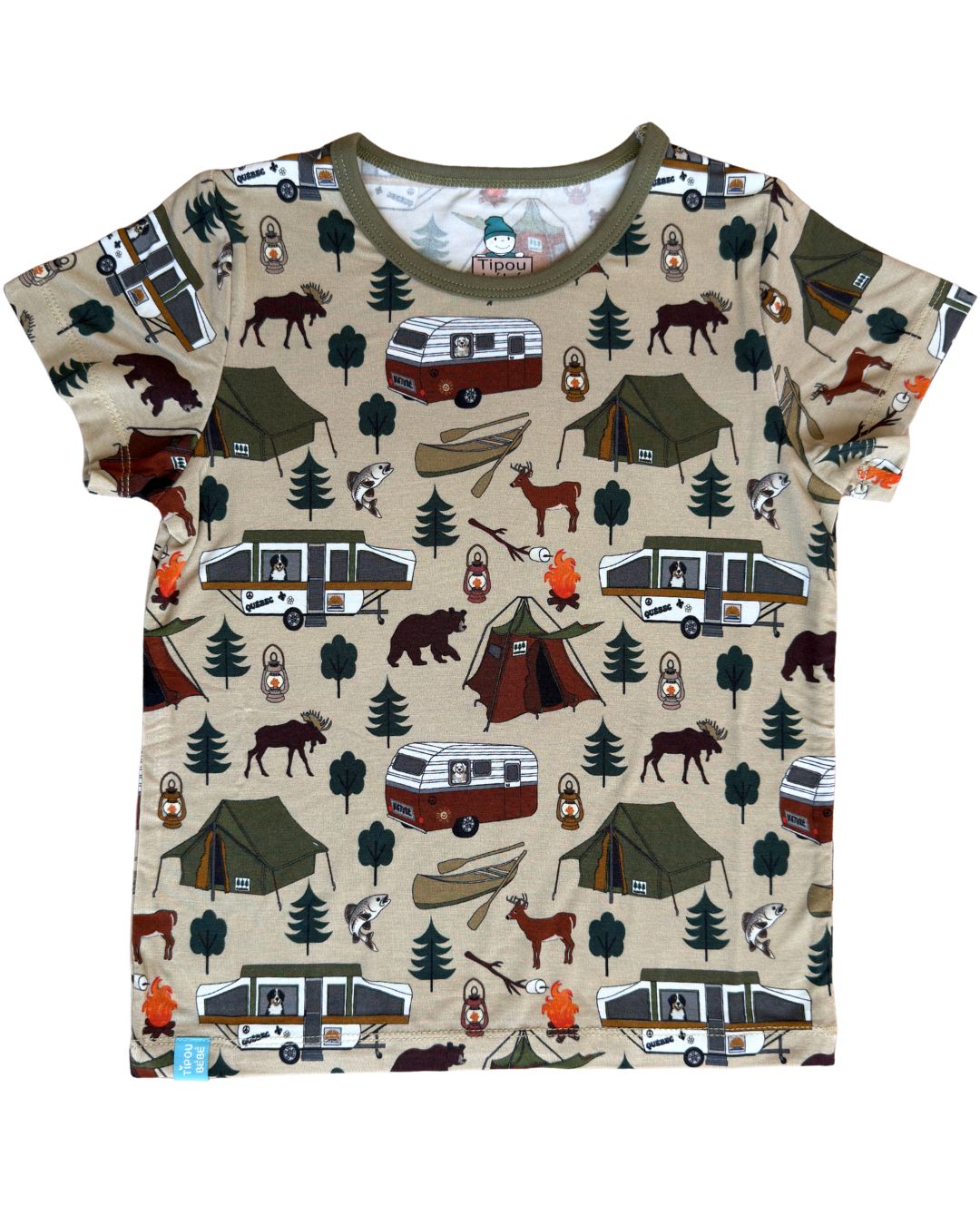 T-shirt bébé et enfant ultra doux en bambou (coupe relaxe) : Camping Sauvage