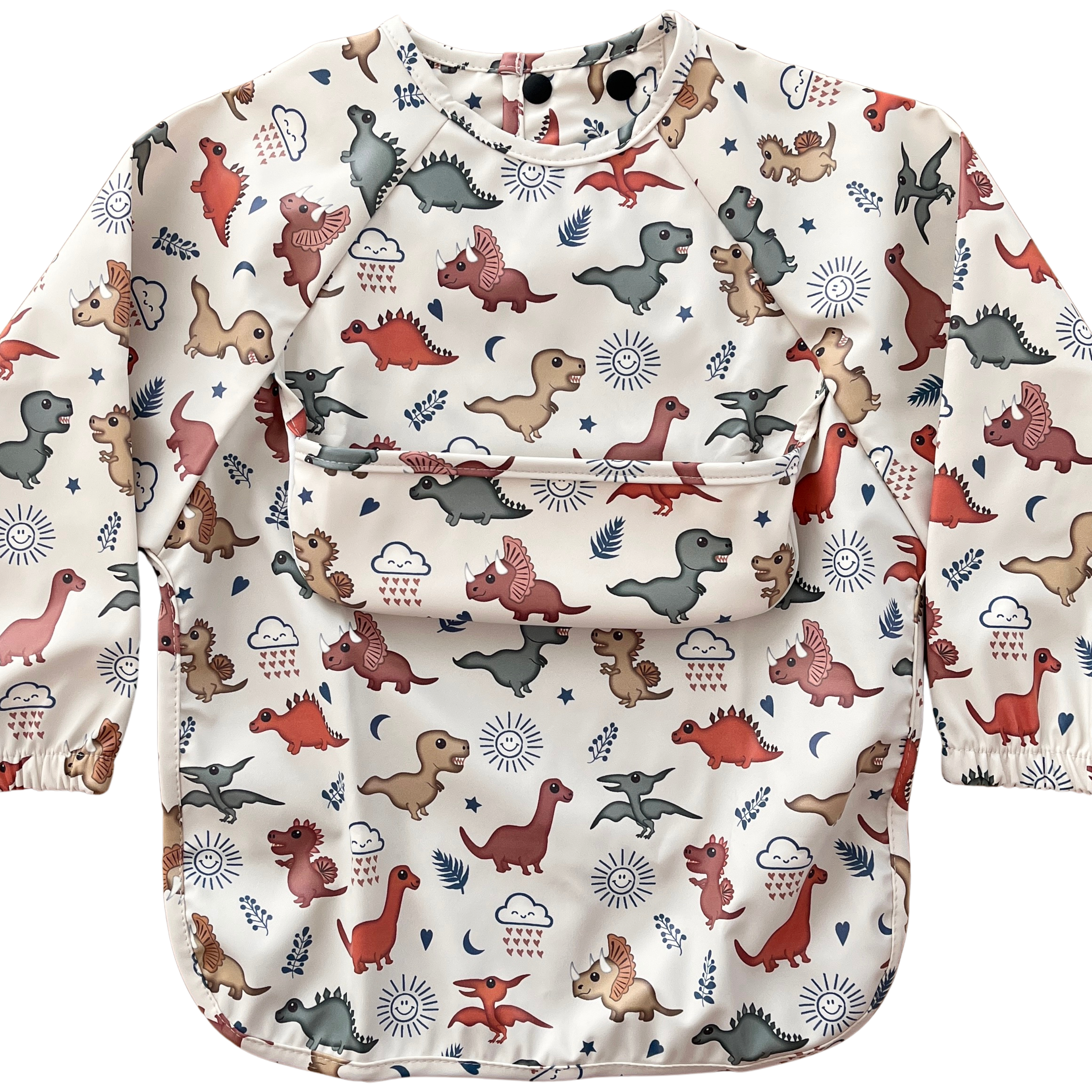 Bavette imperméable à manches longues avec poche : Dinosaures adorables
