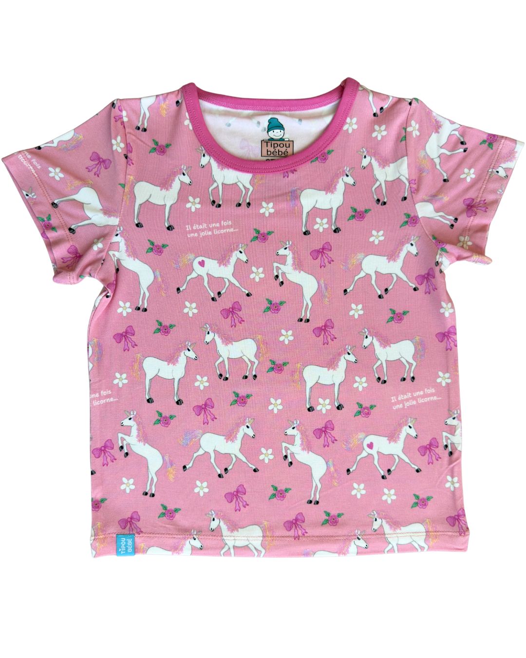 T-shirt bébé et enfant ultra doux en bambou (coupe relaxe) : Il était une fois une licorne