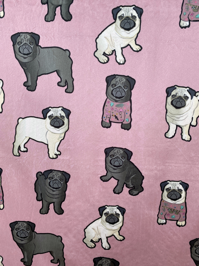 Giant Blanket: Lovely Pugs (Pink)