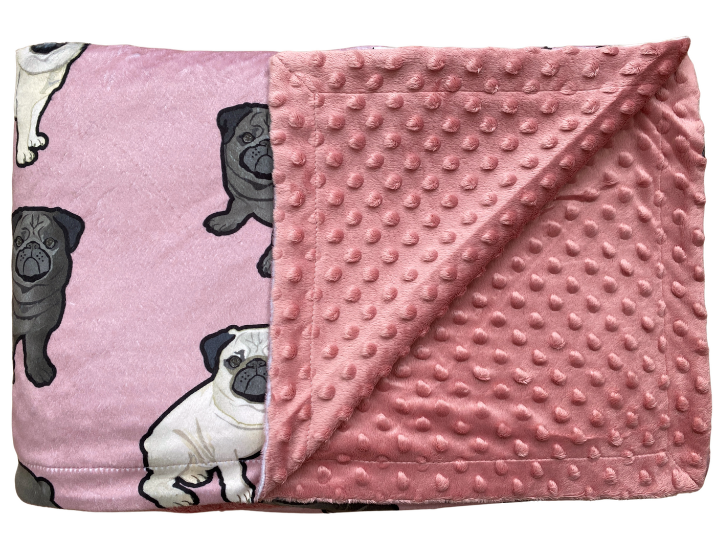 Giant Blanket: Lovely Pugs (Pink)
