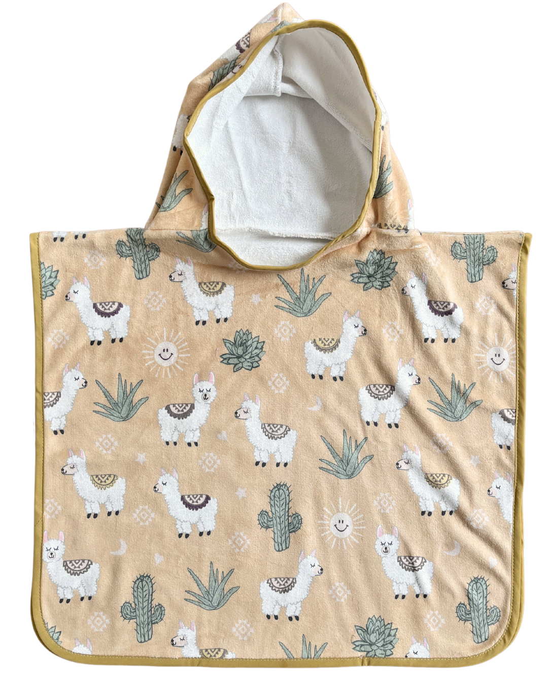 Serviette poncho à capuchon pour bébé (0-18 mois) : Lamas ensoleillés